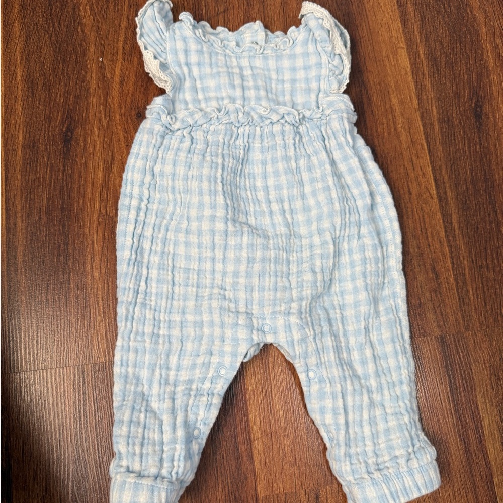 Blue Checkered Kids Overalls